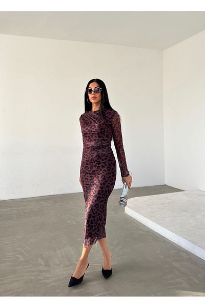 NFES TEKSTİL Turtleneck Draped Tulle Dress