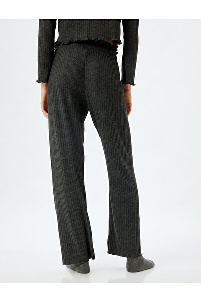 Koton Soft Textured Knitted Pajama Bottom - Wide Leg and Elastic Waist Lacing