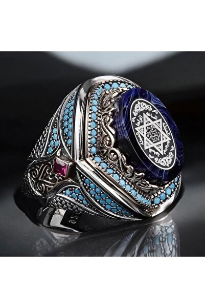Rachel Silver Hz Süleyman Mührü İşlemeli 925 Ayar Gümüş Sıkma Kehribar Taşlı ...