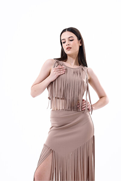 Sense Scuba Bustier με φερμουάρ στην πλάτη και φούντα στο μπροστινό μέρος |   Bst35811 Πέτρα