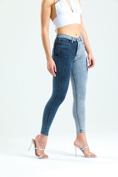 SHEVEGA Double Color Navy Blue Grey Lycra Skinny Leg Skinny Jeans