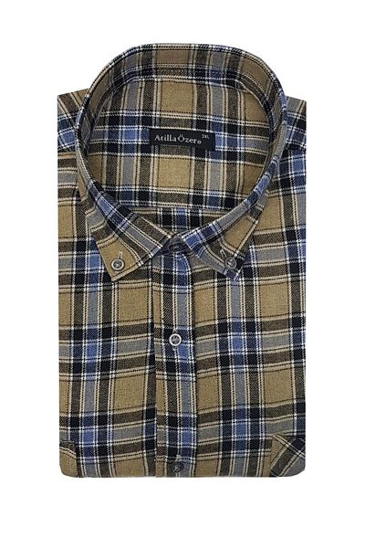 ATİLLA ÖZER Atilla Ozer Men's Large Size Winter Cashmere Shirt-6378