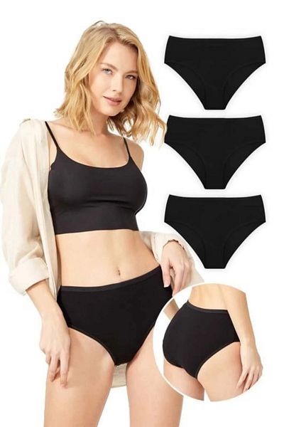 ek bykuzeylingerie Chiloți din lycra cu talie înaltă din bumbac, pachet de 3