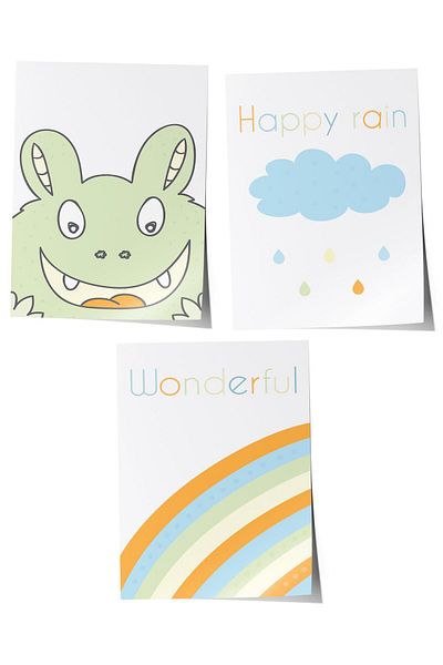 Postifull Baby Room Painting Set of 3, Baby Room Wall Decor, Kids Room Decor, Frameless Poster