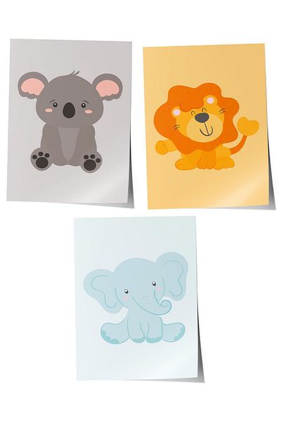 Postifull Baby Room Painting Set of 3, Baby Room Wall Decor, Kids Room Decor, Frameless Poster
