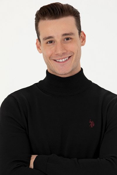 U.S. Polo Assn. Pulover de bază negru pentru bărbați 50275847 -VR046
