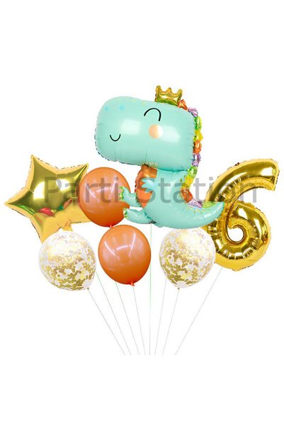 Parti Station Cute Green Dinosaur Concept 6 Year Old Balloon Set Dinosaur The...