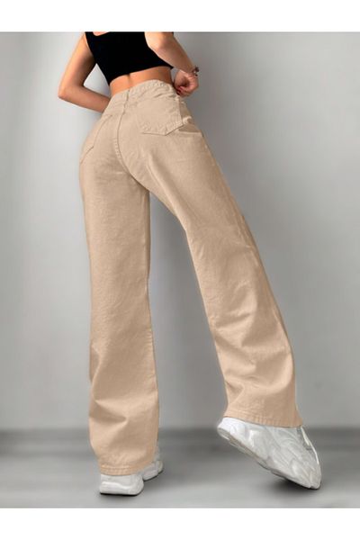 ModaDeniz Jeans FashionSea Antracit Pantaloni largi Palazzo cu talie înaltă