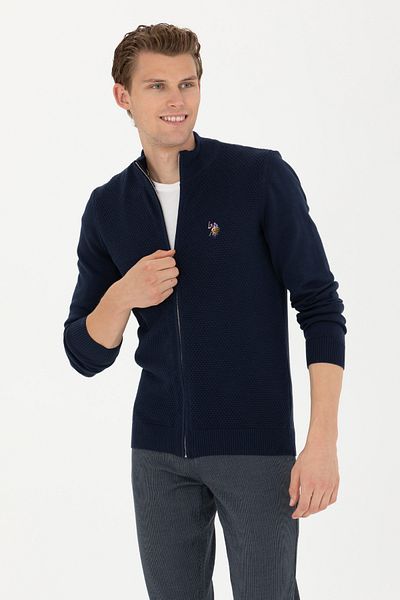 U.S. Polo Assn. Ανδρική ζακέτα με πλεκτά Navy Blue Basic 50272132 -vr033