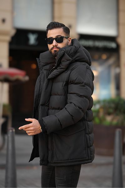 MODA ΑΝΔΡΙΚΗ ΤΣΑΝΤΑ ΜΕ ΚΟΥΚΟΥΛΑ ΜΕ ΤΣΕΠΕΣ ΧΕΙΜΕΡΙΝΟ ΜΑΚΡΥ ΠΑΛΤΟ