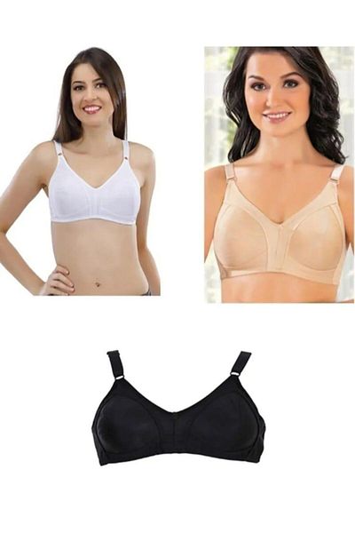 Liza Liza 539 Women's Battal Combed Cotton Gatter Multicolor Bra 3 Pieces