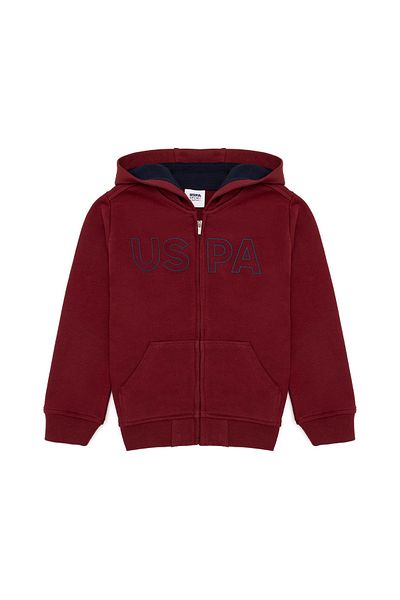 U.S. Polo Assn. Бордов суитшърт с качулка за момче
