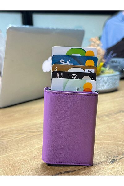 Arı Deri Lilac Leather Wallet - Mechanismed and Customizable