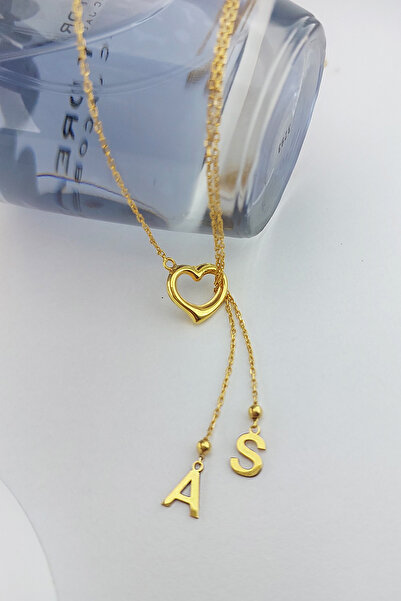 VAOOV 925 Ayar Gümüş Çift Harfli Sallantılı Kalp Kolye