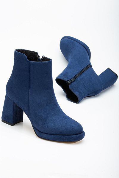 Dilimler Ayakkabı Γυναικείες μπότες πλατφόρμας Navy Blue Suede - Face Zippered