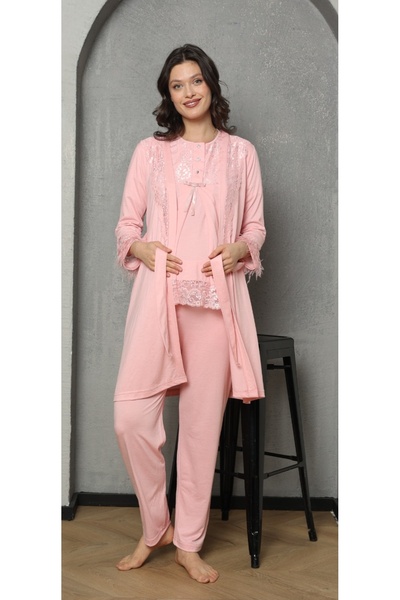 AYLAMLİNGERİE طقم ملابس نوم وملابس نوم مكونة من 3 قطع بتصميم خاص 1035 بأكمام ...