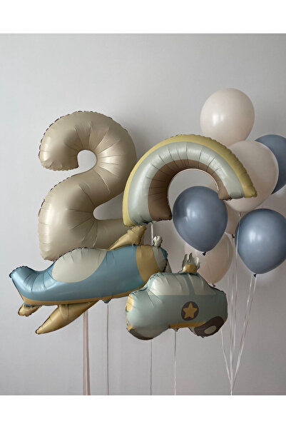 Öztürkpartievi 2 Yaş Retro Gökkuşağı Araçlar Balon Seti