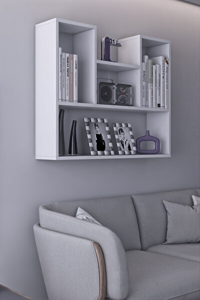 moka park avm Duvara Monte 5 Bölmeli Raflı Modern Kitaplık Raf