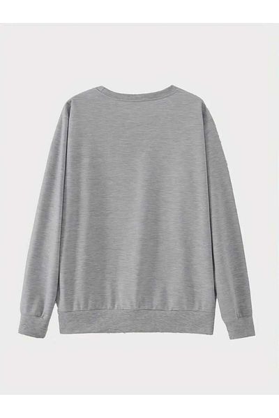 mia storia Hanorac oversize cu gât crew - Femei cu imprimeu cu labe de pisică