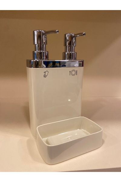 PLUS HOME Sivi Soap Dispenser 2 - Cream with Chamber and Sponge Holder