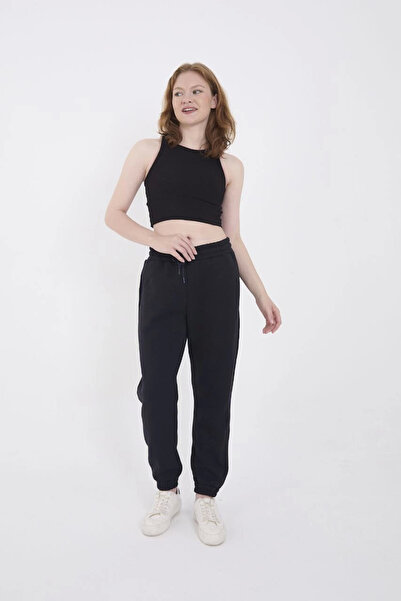 velmorafashion Velmora Three Thread Basic Elastic Sweatpants - Navy Blue -