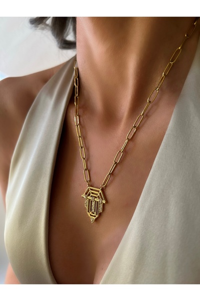 İNN JEWELLERY Serenay Steel Necklace - Non-Tarnish, Antiallergic, Chain Figure, 2 Years Warranty