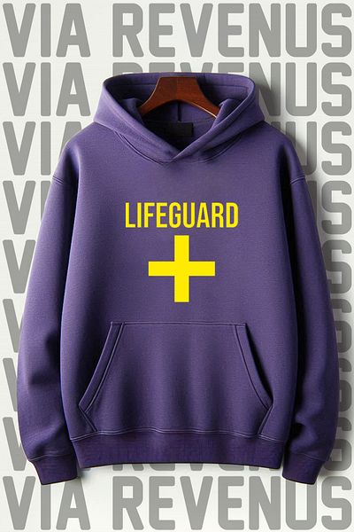 Vordevia Φούτερ με κουκούλα Unisex Lifeguard Printed - 3 νήματα ράστερ με φαρδιά εφαρμογή