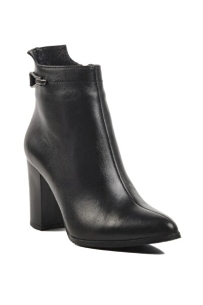 Venüs 2355801K Hakiki Deri Kalın Topuklu Sivri Burun Şık Bot