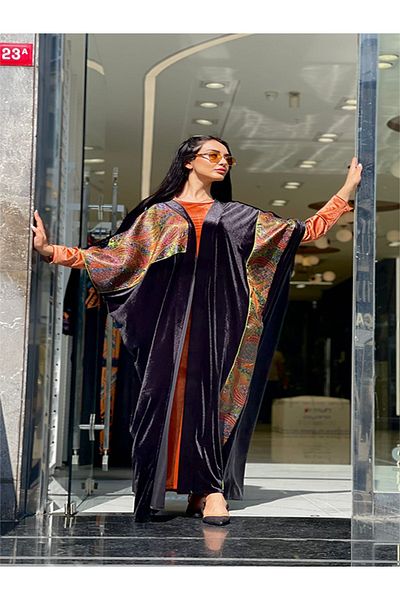 fiore fashion Large Size Winter Velvet Abaya - Muslim Dress Suitable for Kaftan, Ferace and Bisht Size 38-46