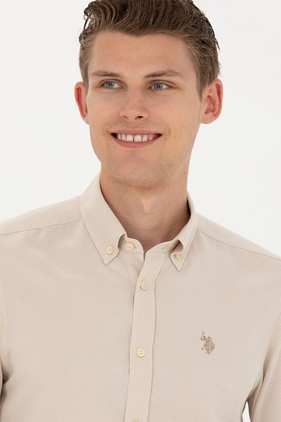 U.S. Polo Assn. Ανδρικό μακρυμάνικο πουκάμισο Sand 50279424-vr085
