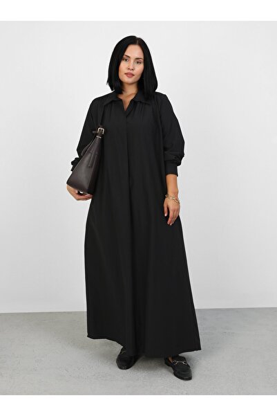 ALİA Plus Size Black Poplin Dress - Alia