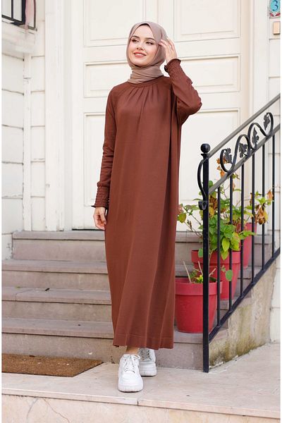 Pamuk Butik Γυναικείο Πλεκτό Φόρεμα Mercerized με πλισέ Gipe