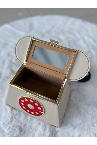 EVASAMLİSHOESBAG Kutu İthal Telefon Tasarım Çanta Krem