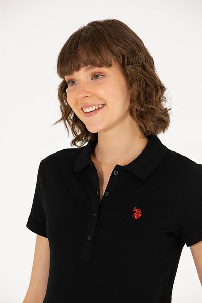 U.S. Polo Assn. Women's Black Basic Polo Neck T-Shirt 50262675 -Vr046