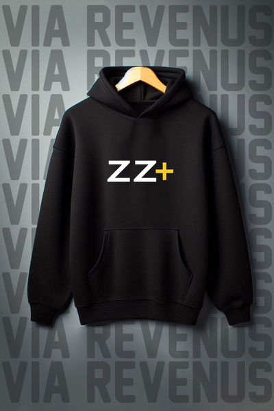 Vordevia Hanorac cu glugă unisex cu 3 fire, tipărit ZZ+, cu croi larg