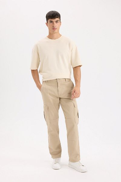 DeFacto Παντελόνι Gabardine Wide Leg Cargo Pocket ίσιο πόδι C9160ax24au