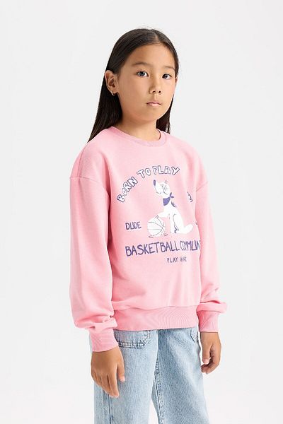 DeFacto Φούτερ με στάμπα για κορίτσια Relax Fit Crew Neck D1553A824WN