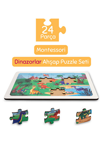 Hopiers Montessori Dinozorlar 24 Parça Ahşap Puzzle Seti - Eğitici, Öğretici ...