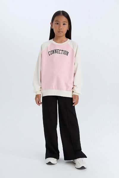 DeFacto Girl's Relax Fit Crew Neck Text Printed Sweatshirt D6642A824Au