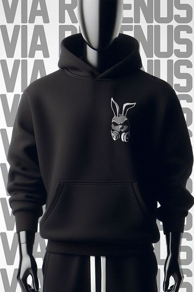 Vordevia Bad Bunny Front and Back Printed Unisex 3 Thread Raster Wide Fit Hooded Sweatshirt