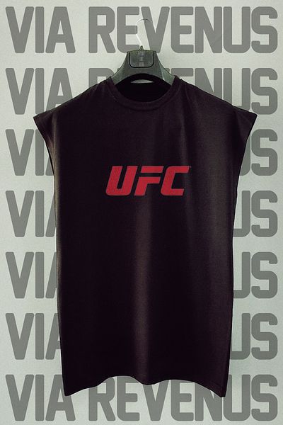 Vordevia Ufc Venum Front and Back Printed Zero Sleeve Sports T-Shirt and Black Shorts Sports Set