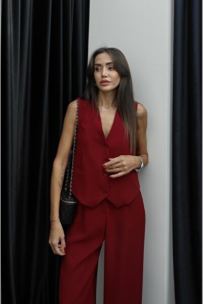 Havoş Claret Red Philip Ornamental Pocket Vest