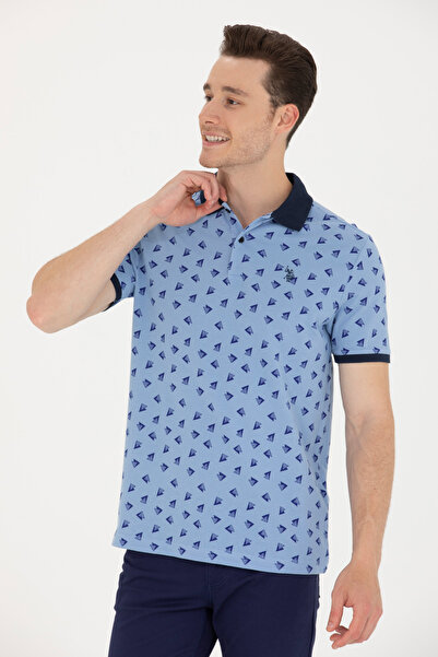U.S. Polo Assn. Tricou cu guler polo pentru bărbați, albastru marin 50276745-...