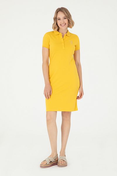 U.S. Polo Assn. Rochie tricotată pentru femei, cu gât polo, mărime mini, 50280069-vr043