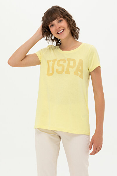 U.S. Polo Assn. Kadın Açık Sarı Basic Bisiklet Yaka Tişört 50262670-VR004