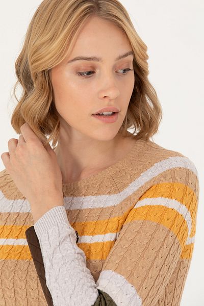 U.S. Polo Assn. Γυναικείο πουλόβερ με λαιμόκοψη με πέτρα Melange 50276008 -VR225