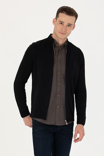 U.S. Polo Assn. Men's Black Basic Knitwear Cardigan 50275842 -Vr046