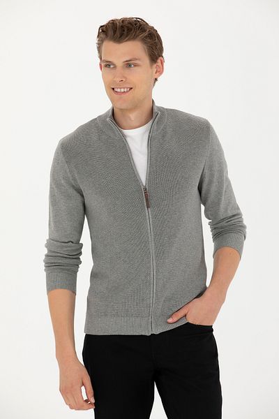 U.S. Polo Assn. Gray Melange Men's Knitwear Cardigan -50277375-vr086