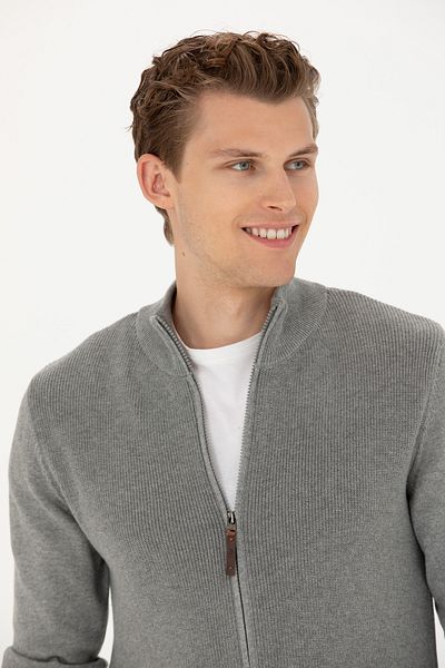 U.S. Polo Assn. Gray Melange Men's Knitwear Cardigan -50277375-vr086