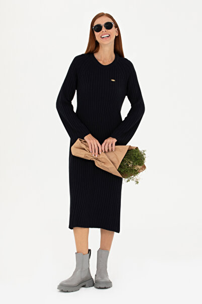 U.S. Polo Assn. Women's Navy Blue Crew Neck Knitwear Dress 50277304 -Vr033